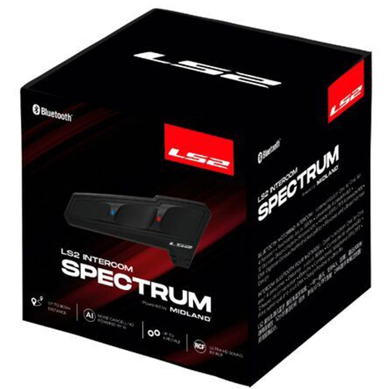LS2 Spectrum Bluetooth intercom motorhoz fekete