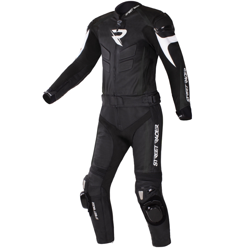 Street Racer Fast Track 2.1 motoros bőrkombi fekete-fehér