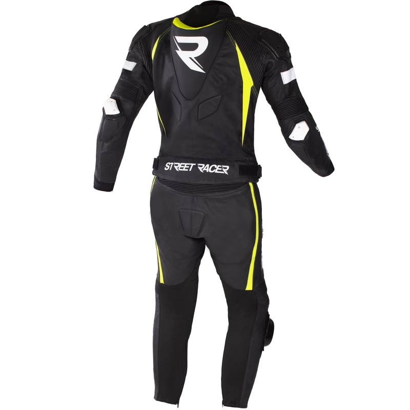Street Racer Fast Track 2.1 motoros bőrkombi fekete-fluo sárga-fehér