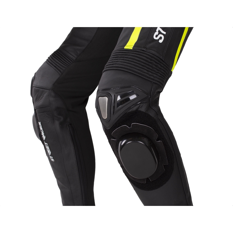 Street Racer Fast Track 2.1 motoros bőrkombi fekete-fluo sárga-fehér