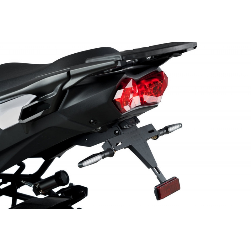 Adjustable license support PUIG fekete részére KAWASAKI Versys 1000 / S / SE 2019, KAWASAKI Versys 1100 / S / SE 2025-2026