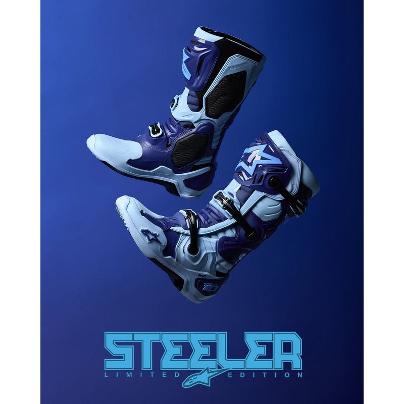 Alpinestars Tech 10 limitált kiadású Steelers motoros csizma kék-világoskék