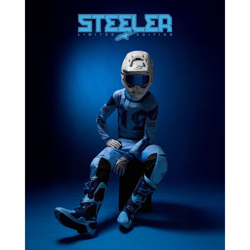 Alpinestars Tech 10 limitált kiadású Steelers motoros csizma kék-világoskék