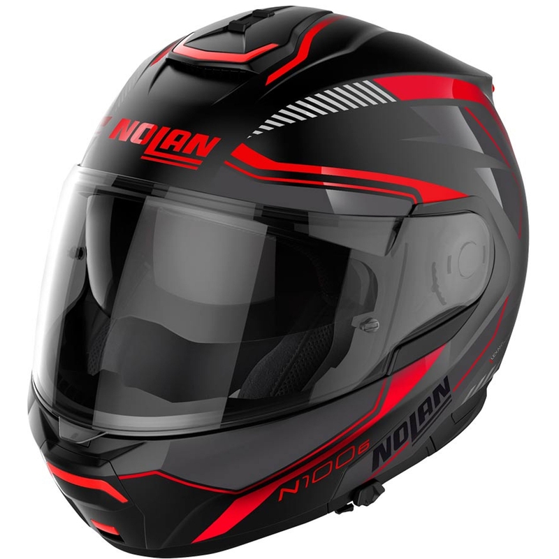 Nolan N100-6 Surveryor N-COM 21 felnyitható motoros bukósisak fekete-piros