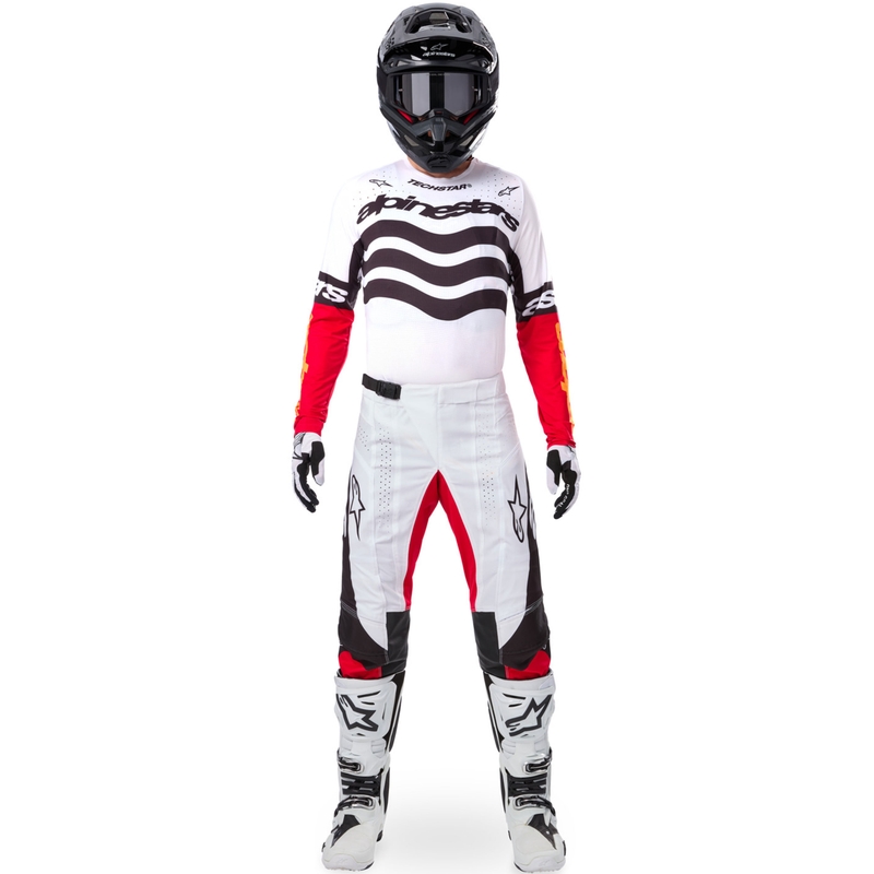Alpinestars Techstar Limited Edition Deep motokrossz mez fekete-fehér-fluo piros- narancssárga