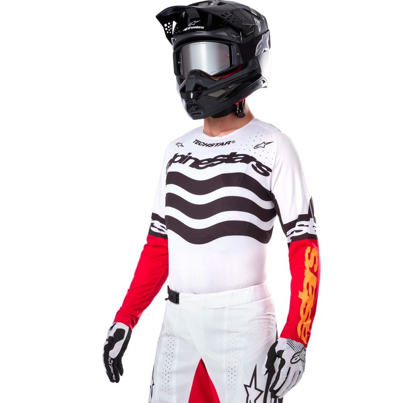 Alpinestars Techstar Limited Edition Deep motokrossz mez fekete-fehér-fluo piros- narancssárga