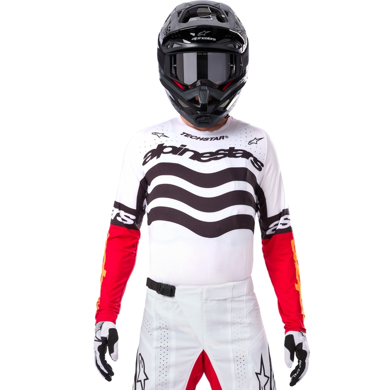 Alpinestars Techstar Limited Edition Deep motokrossz mez fekete-fehér-fluo piros- narancssárga