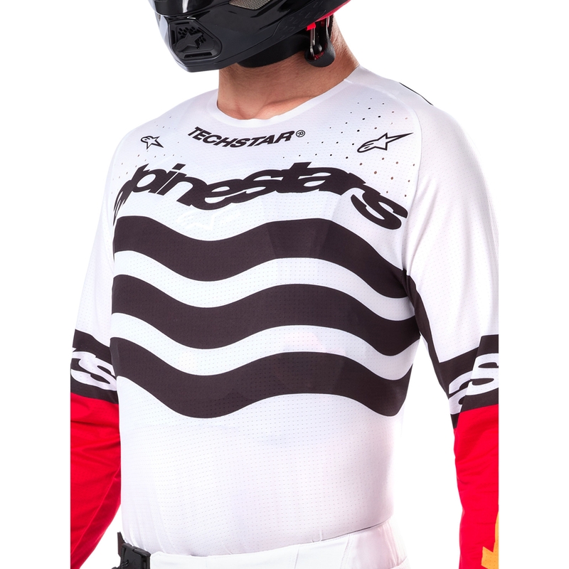 Alpinestars Techstar Limited Edition Deep motokrossz mez fekete-fehér-fluo piros- narancssárga