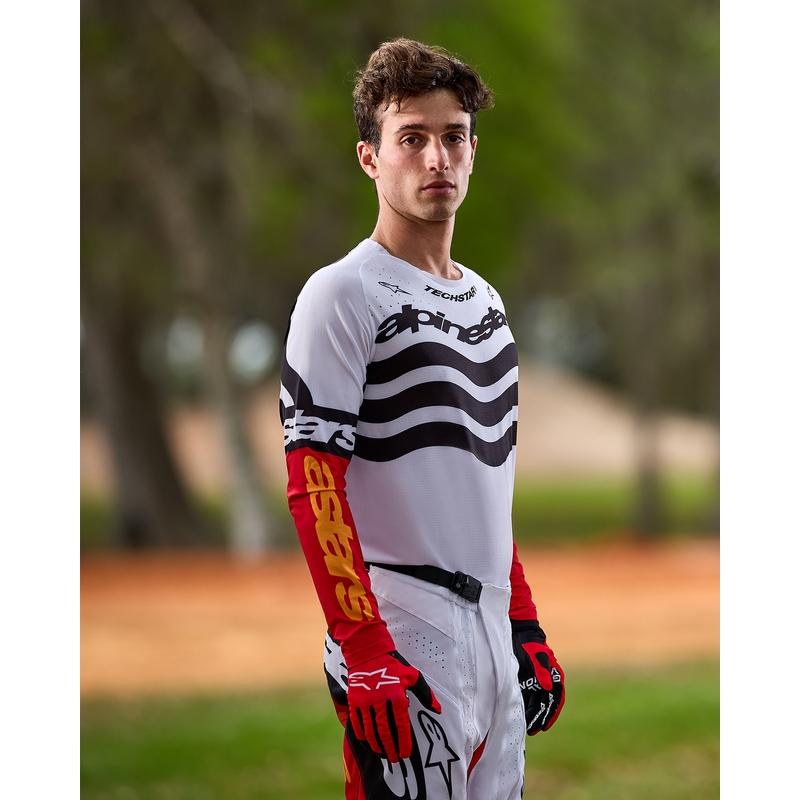 Alpinestars Techstar Limited Edition Deep motokrossz mez fekete-fehér-fluo piros- narancssárga