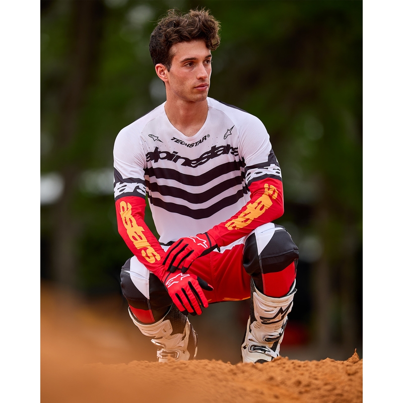 Alpinestars Techstar Limited Edition Deep motokrossz mez fekete-fehér-fluo piros- narancssárga