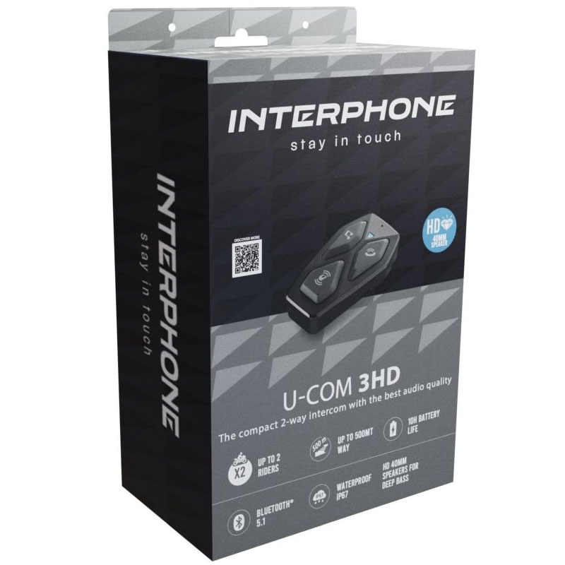 Interphone U-COM3 bluetooth-headset zárt és nyitott sisakokhoz HD hangszórókkal