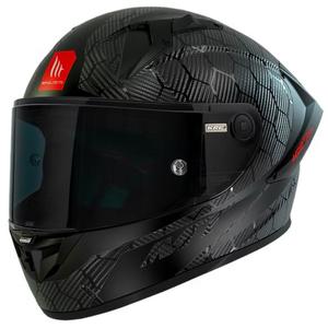 Beépített motoros sisak MT KRE+ Carbon Solid A11 fekete fényes