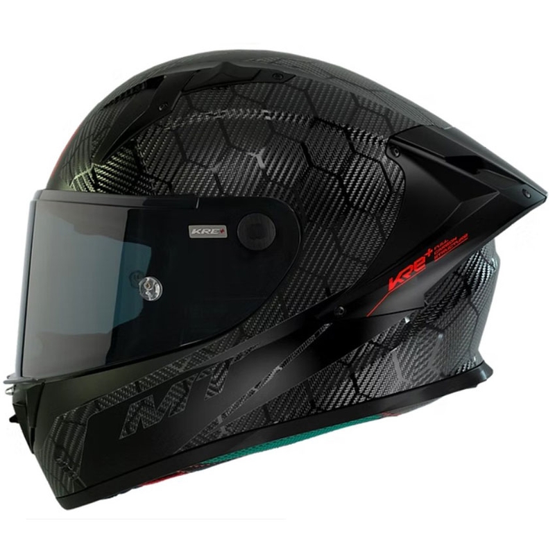 Beépített motoros sisak MT KRE+ Carbon Solid A11 fekete fényes