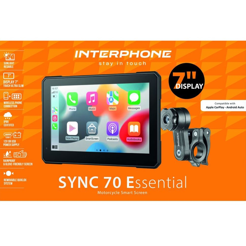 Interphone SYNC70 ESSENTIAL Apple CarPlay és Android Auto kijelző motorokhoz