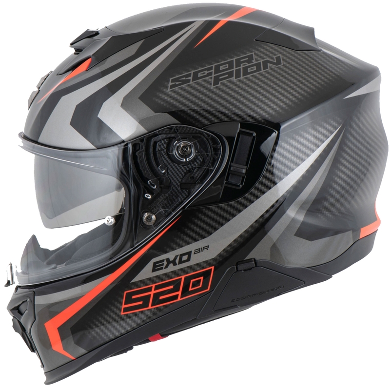 Scorpion EXO-520 EVO AIR TERRA zárt bukósisak fekete-ezüst-piros kiárusítás