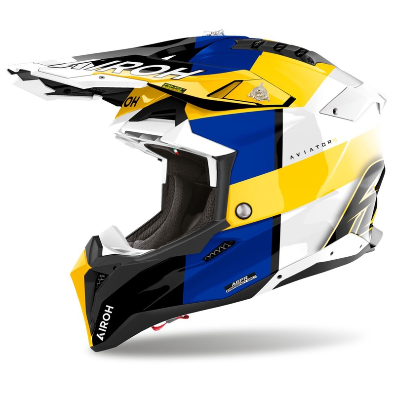 Airoh Aviator 3 Monarch motokrossz sisak fényes kék-sárga
