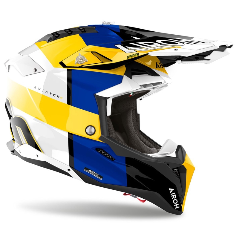 Airoh Aviator 3 Monarch motokrossz sisak fényes kék-sárga