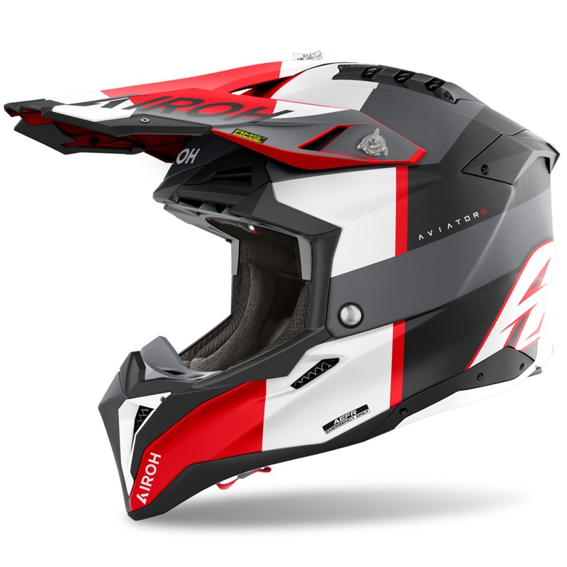 Airoh Aviator 3 Monarch motokrossz sisak matt szürke-piros