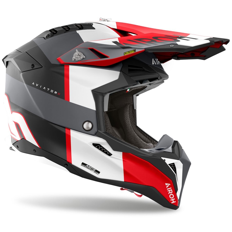 Airoh Aviator 3 Monarch motokrossz sisak matt szürke-piros
