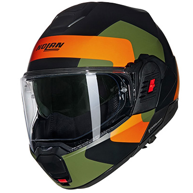 Nolan N120-1 Omocromo N-COM 345 felnyitható motoros sisak  fekete–narancssárga–zöld