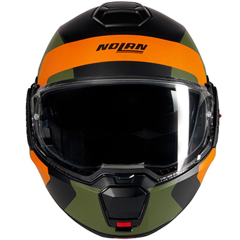 Nolan N120-1 Omocromo N-COM 345 felnyitható motoros sisak  fekete–narancssárga–zöld