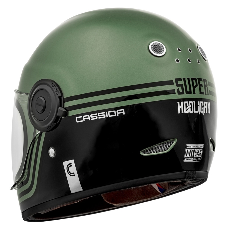 Cassida Fibre Super Hooligan zárt bukósisak fekete-zöld  - II. minőség