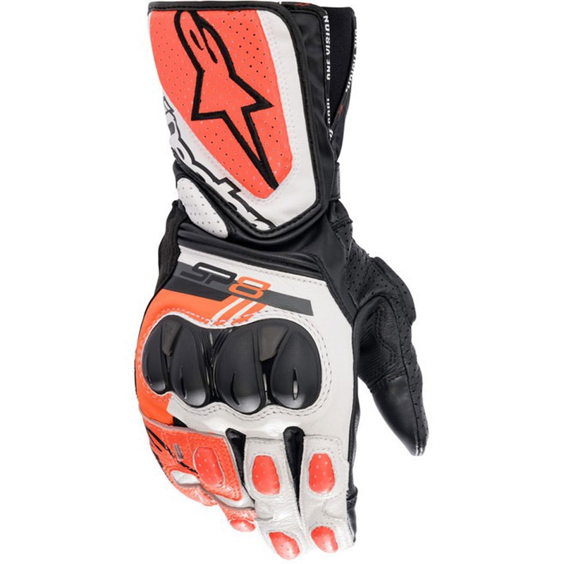 Alpinestars SP-8 motoros kesztyű fehér-fluo piros-fekete