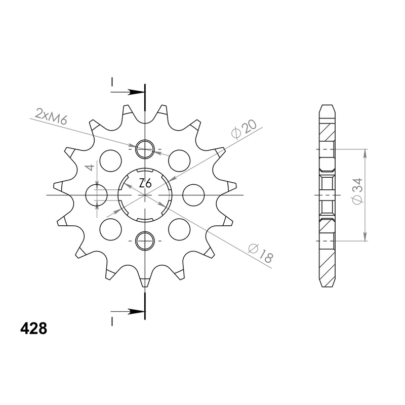Első lánckerék SUPERSPROX 16 fogak,428