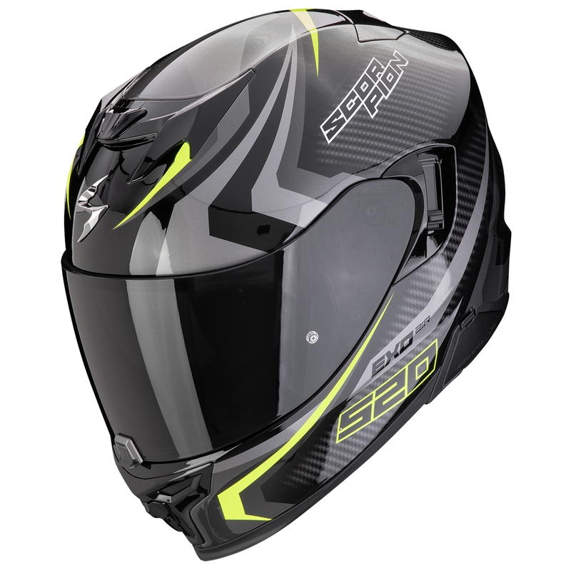 Scorpion EXO-520 EVO AIR TERRA zárt bukósisak fekete-ezüst-fluo sárga kiárusítás