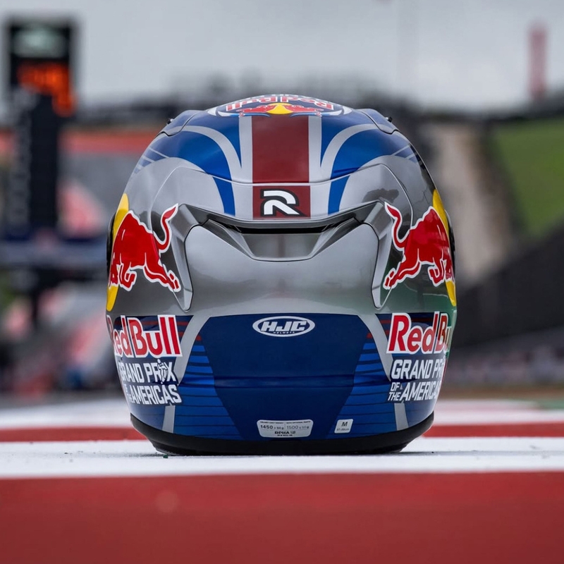 HJC RPHA 12 Red Bull Austin GP II MC21 zárt motoros bukósisak kék-szürke