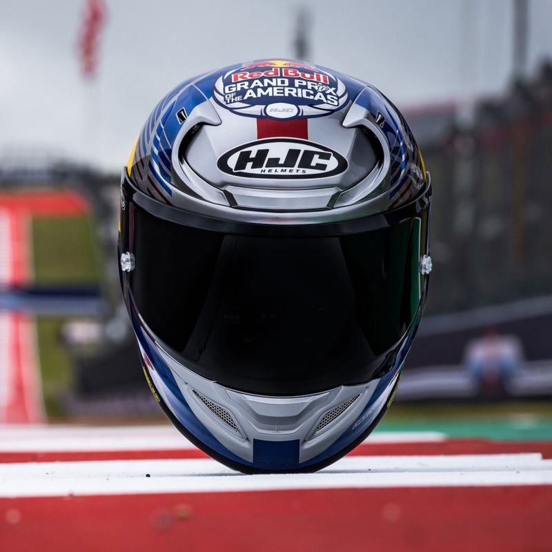 HJC RPHA 12 Red Bull Austin GP II MC21 zárt motoros bukósisak kék-szürke