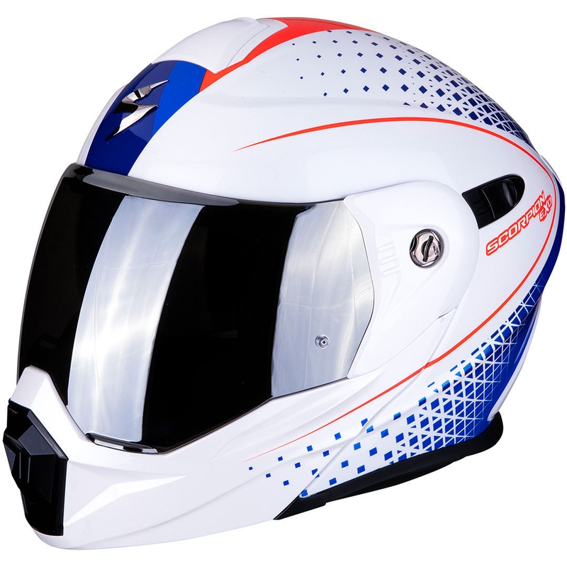 Összecsukható enduro sisak Scorpion ADX-1 Horizon fehér-piros-kék akció kiárusítás