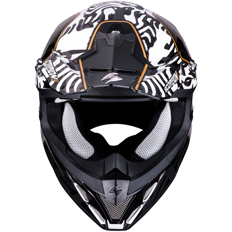 Motocross sisak Scorpion VX-21 Air Gnarly fekete-fehér