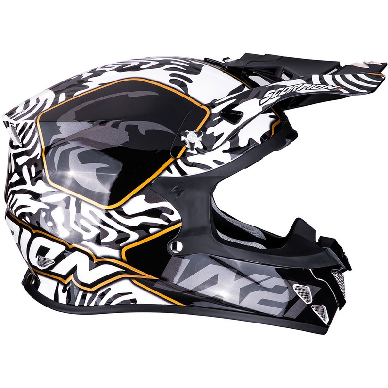 Motocross sisak Scorpion VX-21 Air Gnarly fekete-fehér