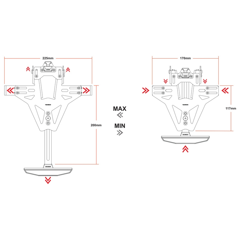 Highsider Akron RS PRO Honda CB 650 R rendszámtáblatartó világítással fekete