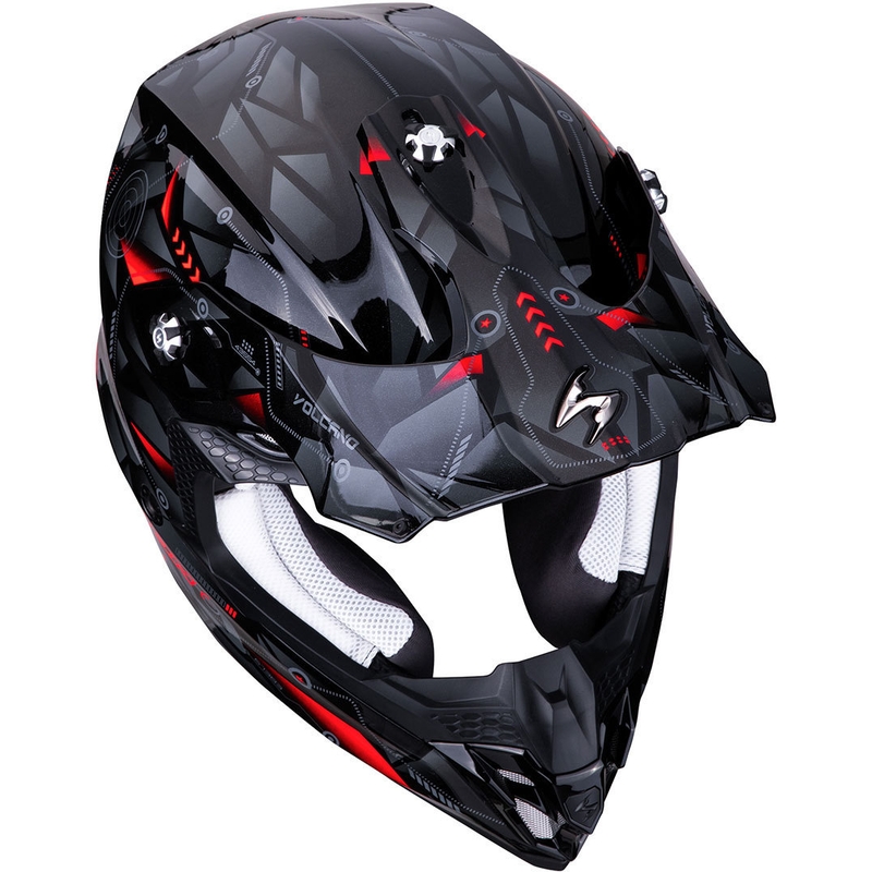 Scorpion VX-16 Air Punch Motocross sisak fekete-ezüst-piros