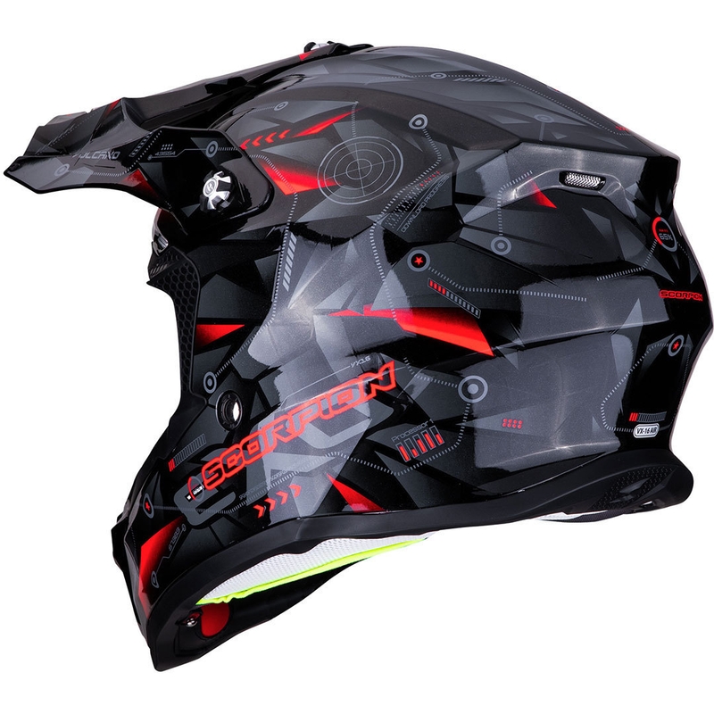 Scorpion VX-16 Air Punch Motocross sisak fekete-ezüst-piros