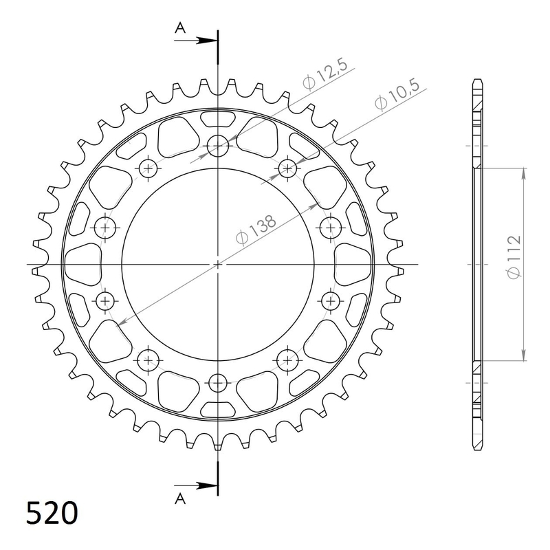 Csillagkerék SUPERSPROX fekete 41 fogak,520