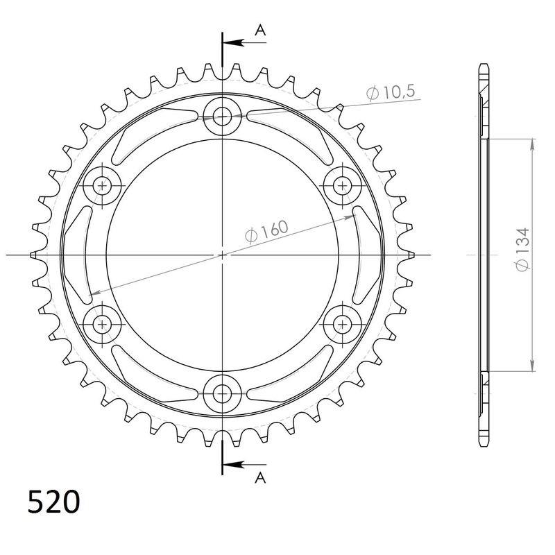 Csillagkerék SUPERSPROX fekete 42 fogak,520