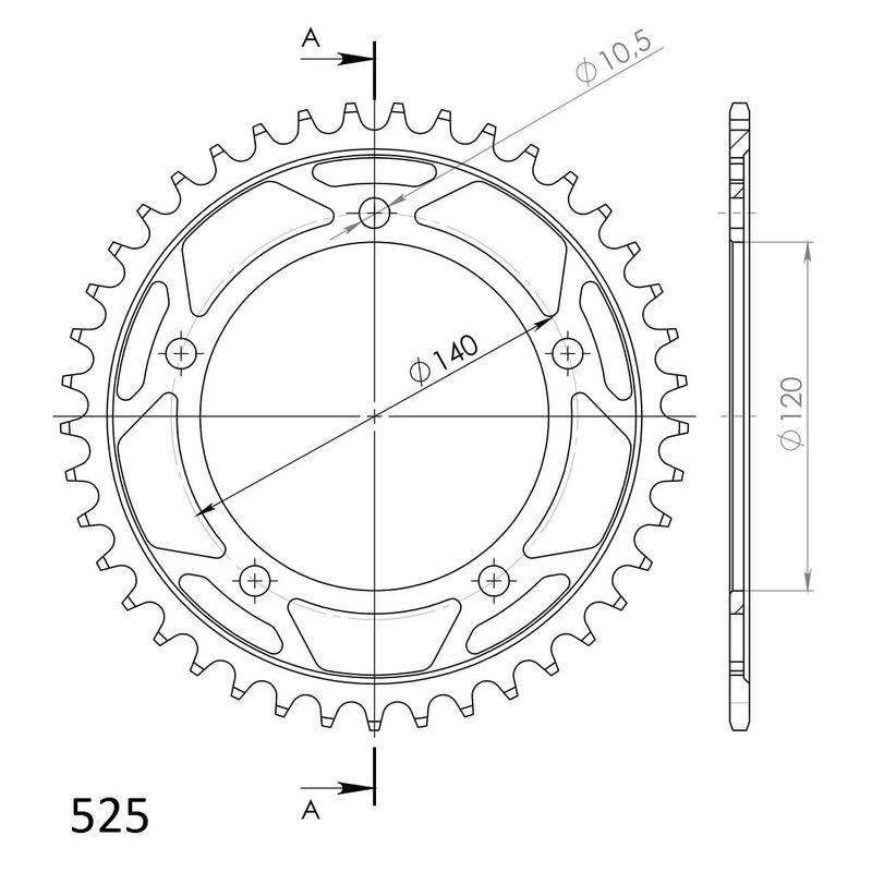 Csillagkerék SUPERSPROX fekete 41 fogak,525