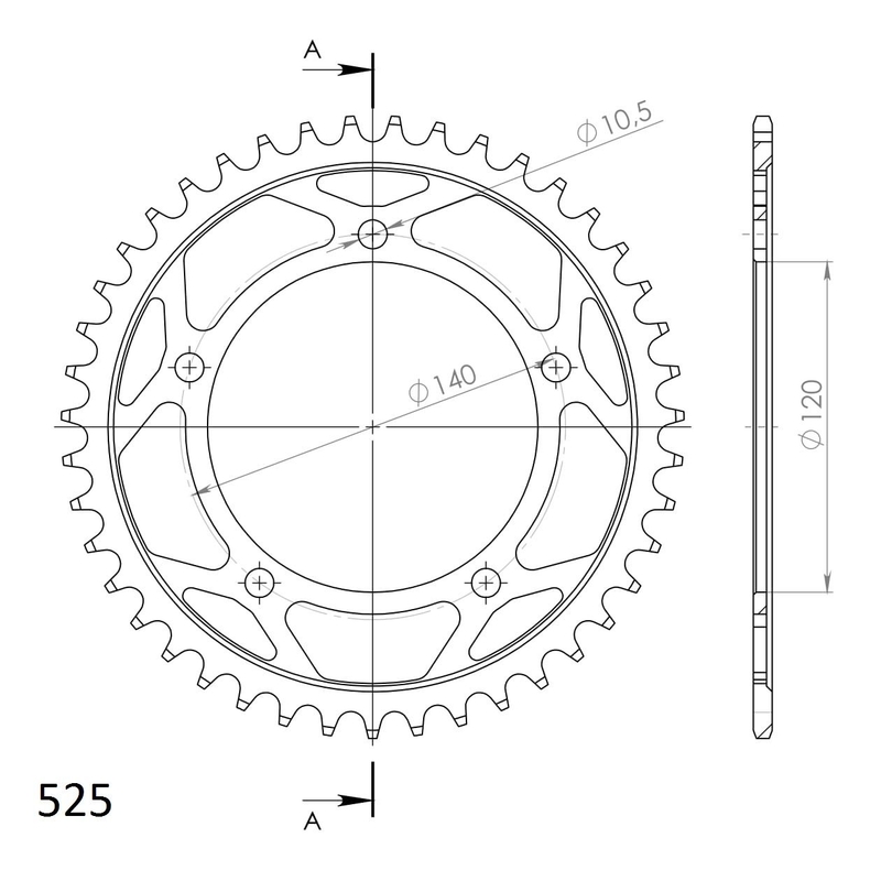 Csillagkerék SUPERSPROX fekete 43 fogak,525 kiárusítás