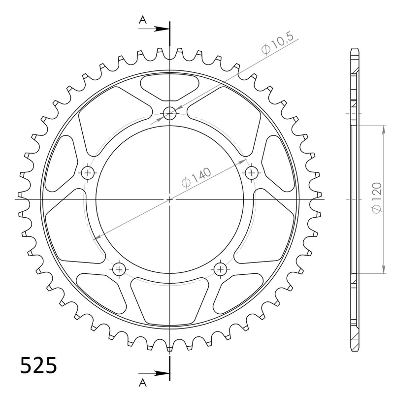 Csillagkerék SUPERSPROX fekete 47 fogak,525