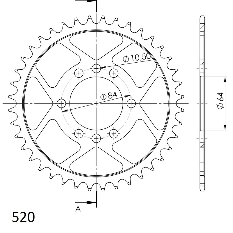 Csillagkerék SUPERSPROX fekete 40 fogak,520