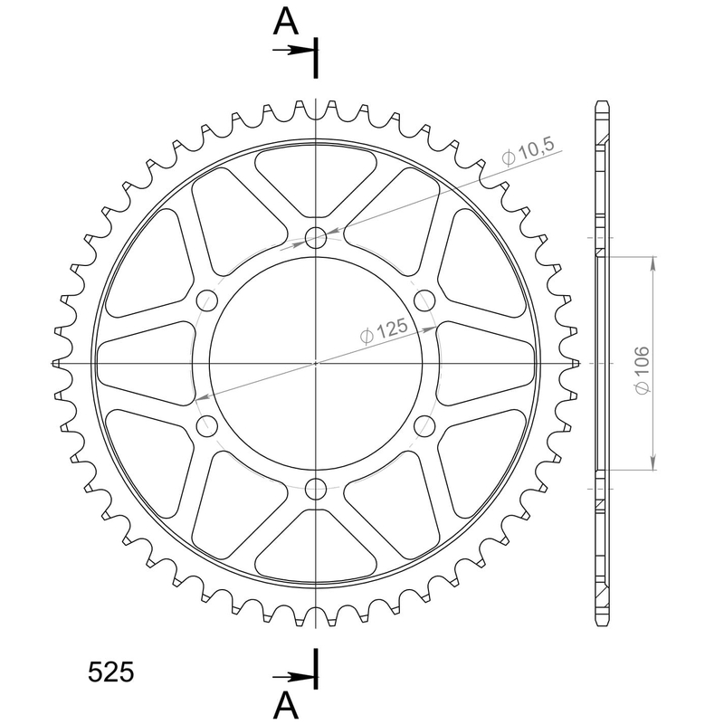 Csillagkerék SUPERSPROX fekete 50 fogak,525 kiárusítás