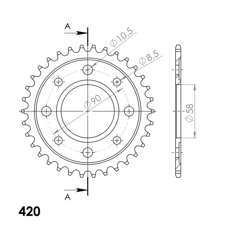 Csillagkerék SUPERSPROX fekete 34 fogak,420