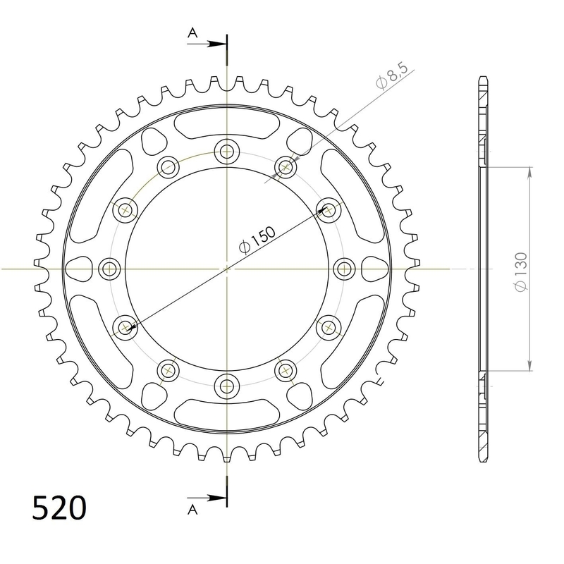 Csillagkerék SUPERSPROX fekete 47 fogak,520