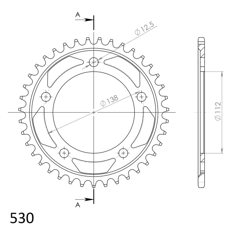 Csillagkerék SUPERSPROX fekete 39 fogak,530