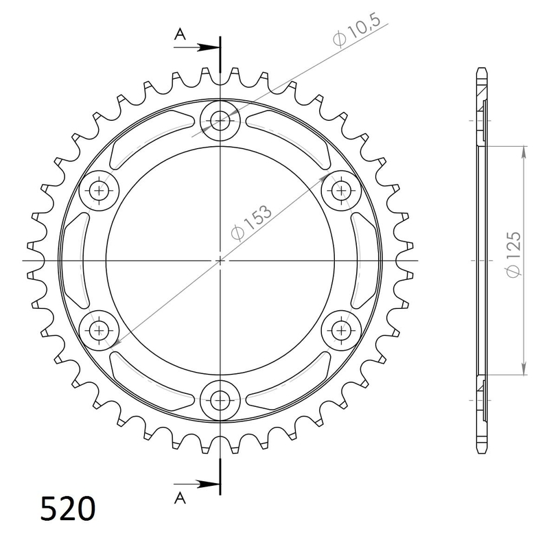 Csillagkerék SUPERSPROX fekete 40 fogak,520