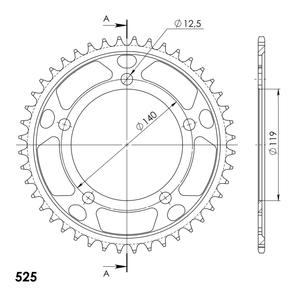 Csillagkerék SUPERSPROX RFE-1790:44-BLK fekete 44 fogak,525