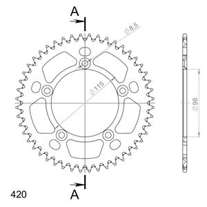Rear ALU sprocket SUPERSPROX RAL-4:48-ORG narancssárga 48 fogak,420
